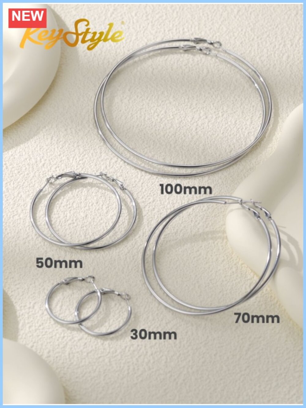 Large Hoop Earrings, Stainless Steel, Hypoallergenic, Lightweight - Picture 6 of 6